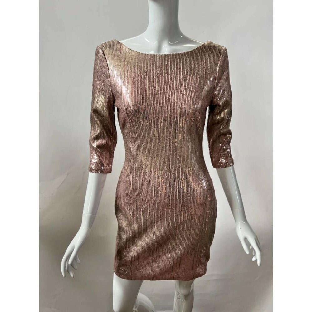 As U Wish Champagne Sequin Mini Dress Size small